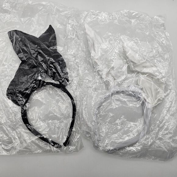 Lot of 2 LED Bunny Ear Headband Lights Halloween Costume Cosplay Black and White - Picture 1 of 7